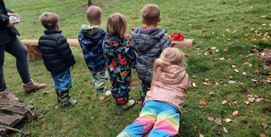 Children enjoying time together outdoors at Lilleshall Preschool